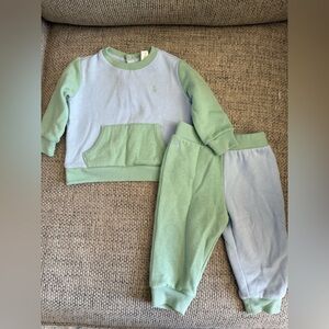 Ralph Lauren Green and Blue Sweatshirt and Pants Set